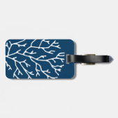 Personalized, Elegant White Coral - Teal Blue Luggage Tag (Back Horizontal)