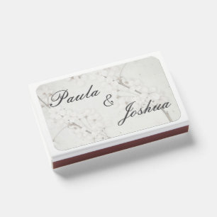 Personalized Elegant White Floral Wedding Favor Matchboxes
