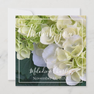 Personalized Elegant White Hydrangea Thank you Card