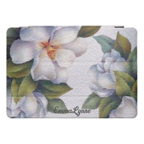  Personalized Elegant White Magnolia Flower iPad Pro Cover