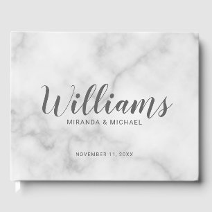 Personalized Elegant White Marble Wedding Guest Book