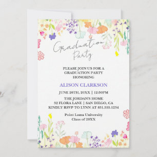 Personalized Elegant Wildflower Graduation Party I Invitation