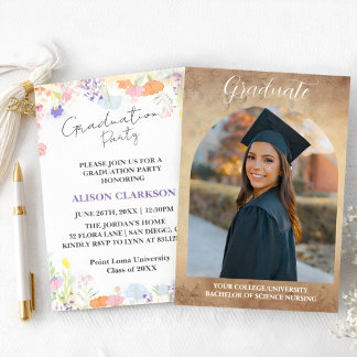 Personalized Elegant Wildflower Graduation Party I Invitation