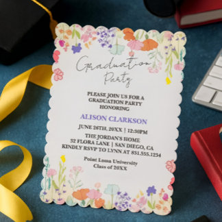 Personalized Elegant Wildflower Graduation Party I Invitation