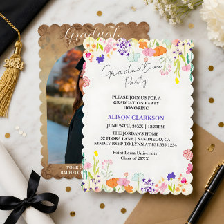 Personalized Elegant Wildflower Graduation Party I Invitation