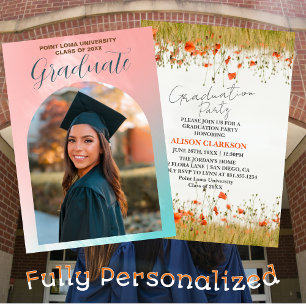 Personalized Elegant Wildflower Graduation Party Invitation