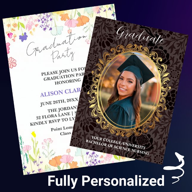 Personalized Elegant Wildflower Graduation Party  Invitation (Creator Uploaded)