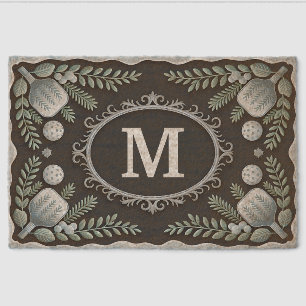 Personalized Elegant Winter Pickleball Family Door Fiber Doormat