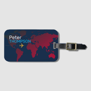 personalized elegant world map travel luggage tag