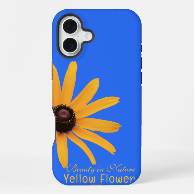 Personalized Elegant Yellow Flower on Royal Blue iPhone Case (Back)