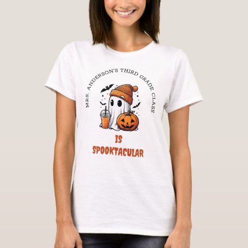 Personalized Elementary Teacher Ghost Halloween  T_Shirt