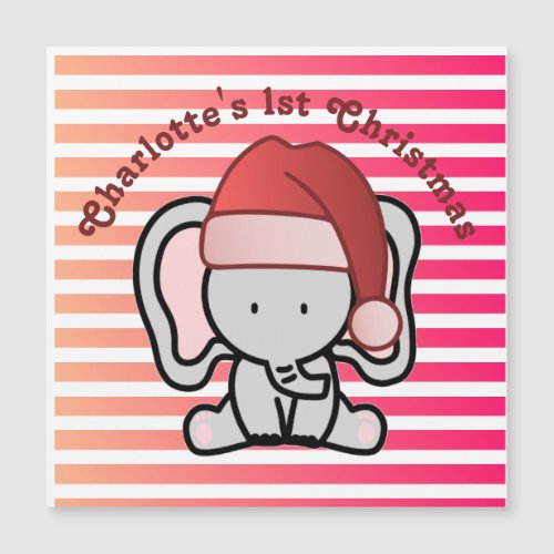 Personalized Elephant 1st Christmas Baby Girl