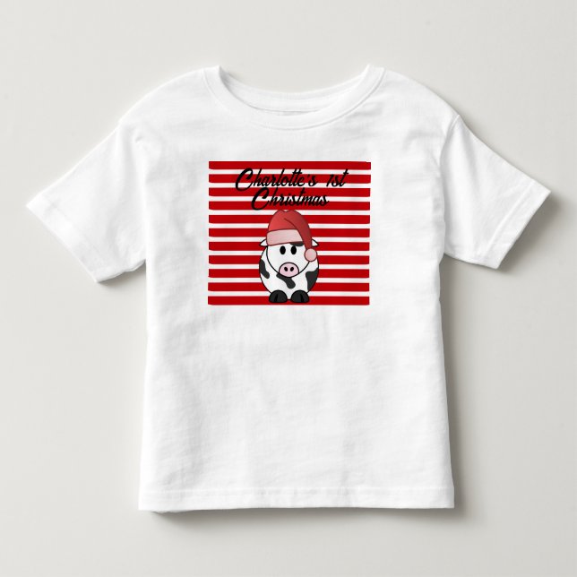 Personalized Elephant 1st Christmas Baby Girl Red  Toddler T-shirt (Front)