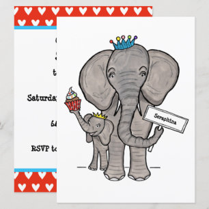 Personalized Elephant and Baby Birthday Invitation