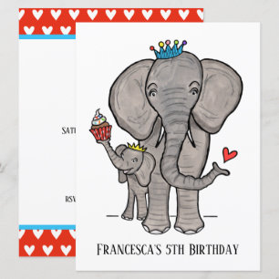 Personalized Elephant and Baby Birthday Invitation