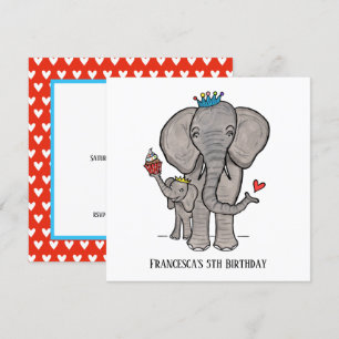 Personalized Elephant and Baby Birthday Invitation