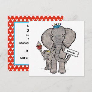 Personalized Elephant and Baby Birthday Invitation