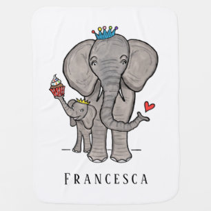 Personalized Elephant and Baby Blanket
