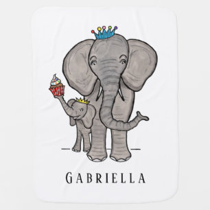 Personalized Elephant and Baby Blanket