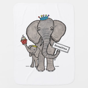 Personalized Elephant and Baby Blanket
