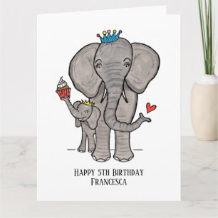 Personalized Elephant and Baby Card