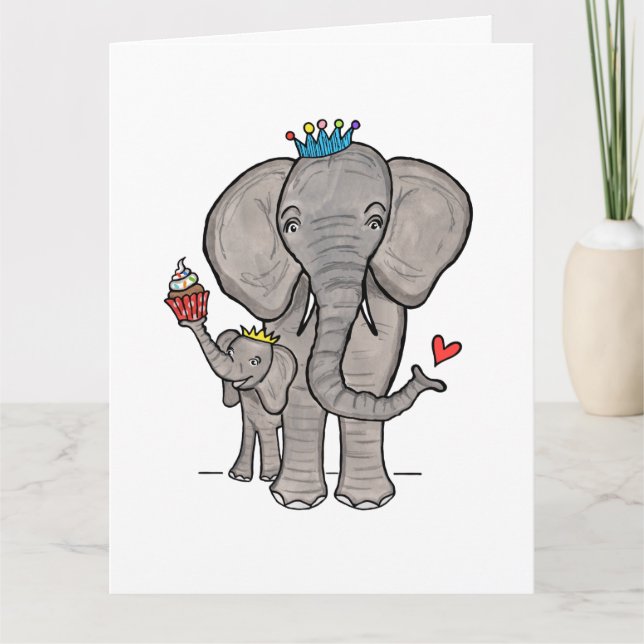 Personalized Elephant and Baby Mother's Day Card (Front)