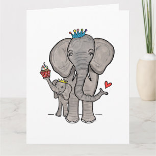 Personalized Elephant and Baby Mother's Day Card