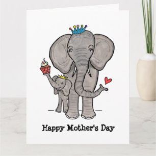 Personalized Elephant and Baby Mother's Day Card