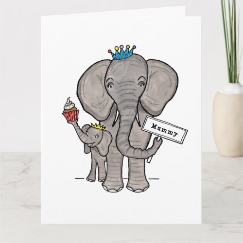 Personalized Elephant and Baby Mothers Day Card