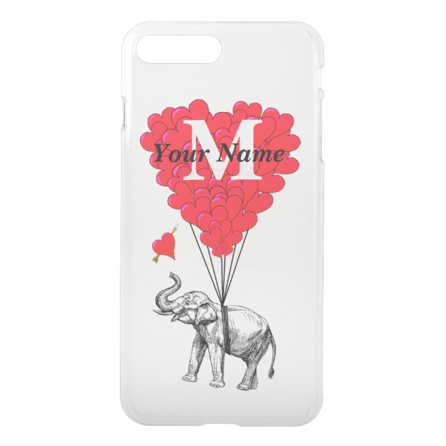 Personalized elephant and love heart uncommon iPhone case (Back)