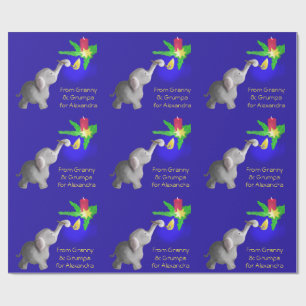 Personalized Elephant-astic Xmas Dumbo Loving Kid Wrapping Paper