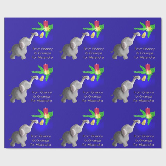Personalized Elephant-astic Xmas Dumbo Loving Kid Wrapping Paper (Flat)
