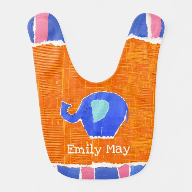 Personalized Elephant baby bib (Front)