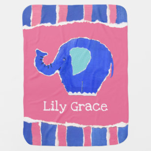 Personalized Elephant Baby Blanket