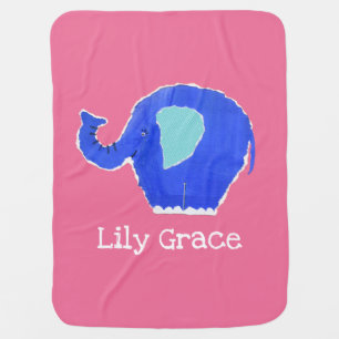 Personalized Elephant Baby Blanket