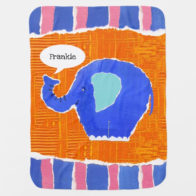 Personalized Elephant Baby Blanket (Front)