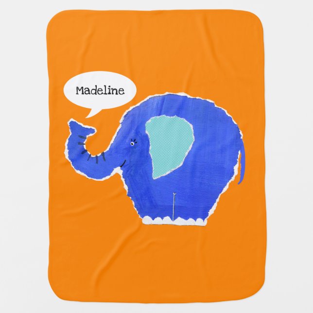 Personalized Elephant Baby Blanket (Front)
