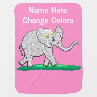 Personalized Elephant Baby Blankets for Girls
