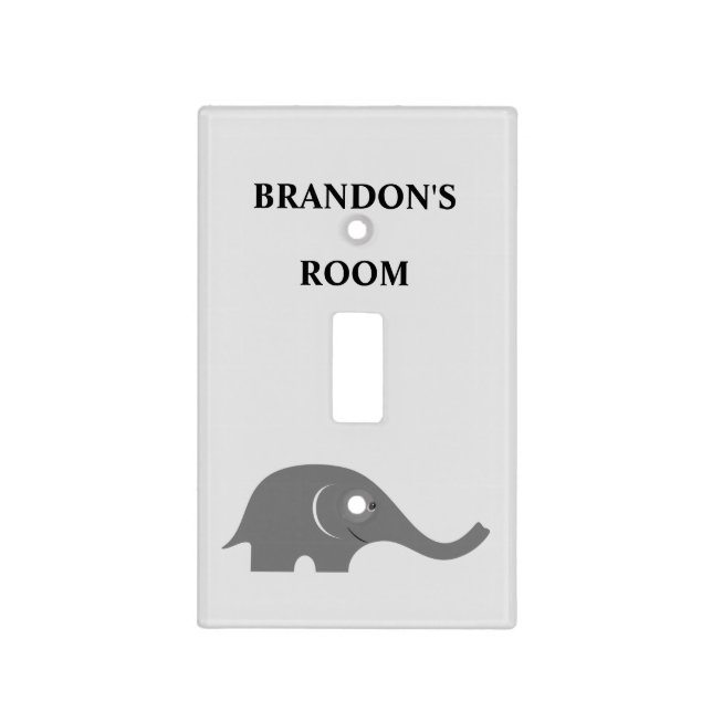 Personalized Elephant Baby Boy Nursery Light Switc Switch Cover (Front)