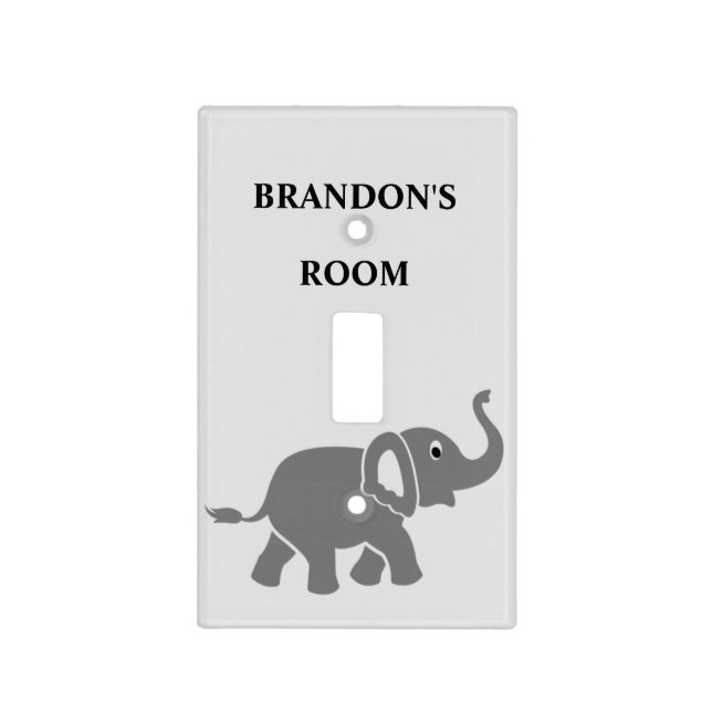 Personalized Elephant Baby Boy Nursery Light Switch Cover (Front)