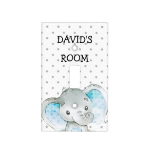 Personalized Elephant Baby Boy Nursery Light Switch Cover