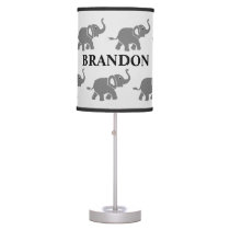 Personalized Elephant Baby Boy Nursery Pattern Table Lamp