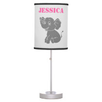 Personalized Elephant Baby Girl Nursery Cute Table Lamp