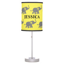 Personalized Elephant Baby Girl Nursery Pattern Table Lamp