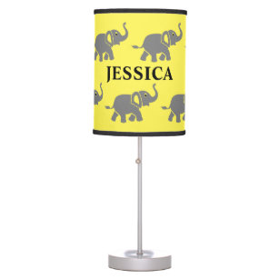 Personalized Elephant Baby Girl Nursery Pattern Table Lamp