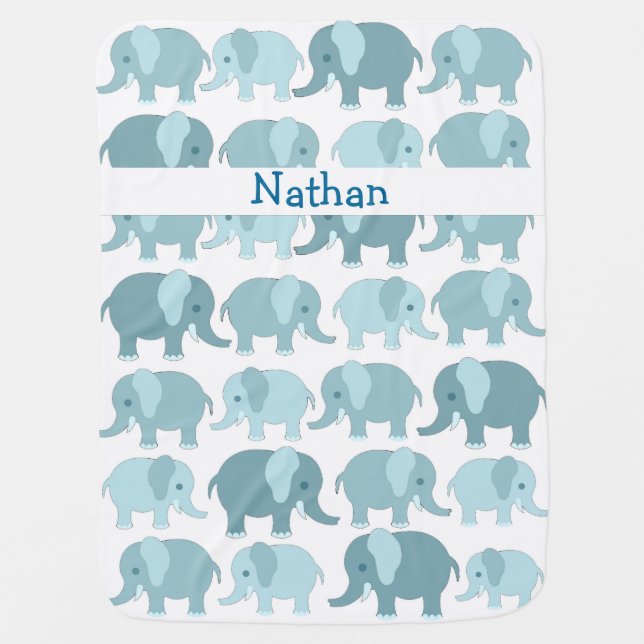 Personalized Elephant Baby Receiving Blanket (Front)
