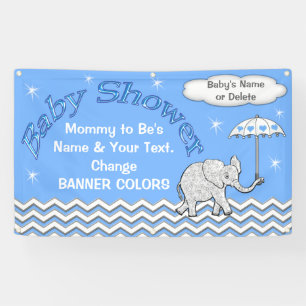 Personalized Elephant Baby Shower Banner for Boys