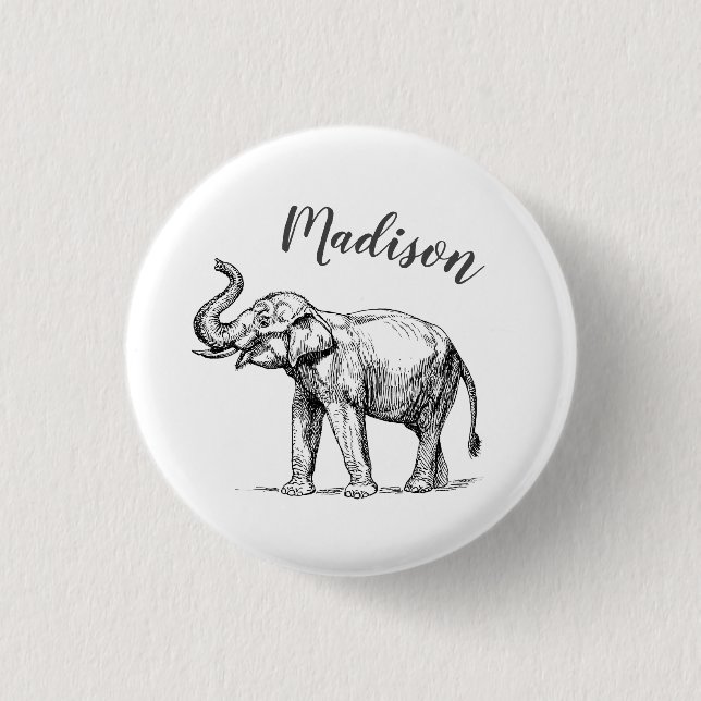 Personalized elephant badge button (Front)