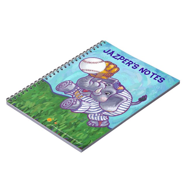 Personalized Elephant Baseball Star Notebook (Left Side)