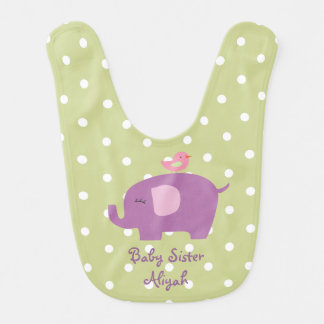 Personalized Elephant Bird Baby Bib